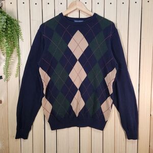 Brandy Melville Sweater Navy and Green Argyle